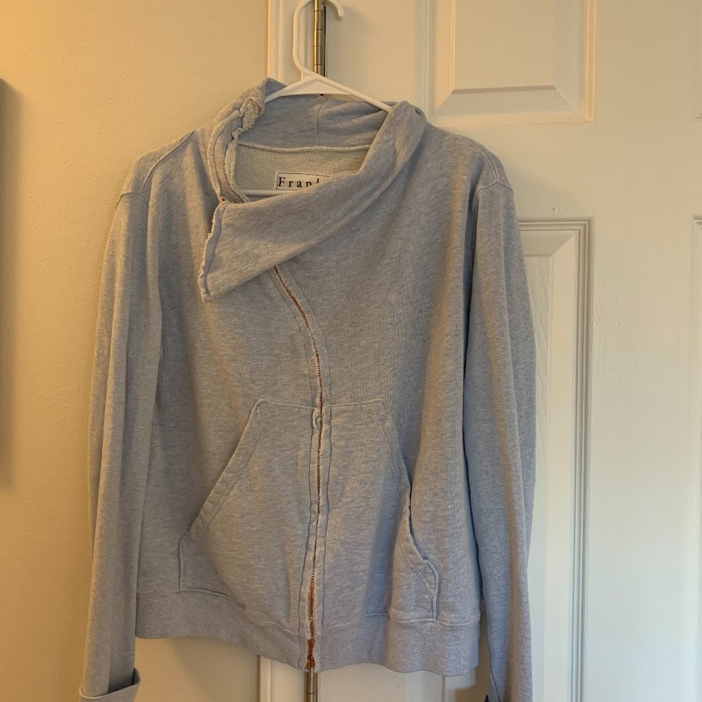 Frank & Eileen Tee Lab Blue Sweatshirt Moto Style Asymmetrical Zip Size Large